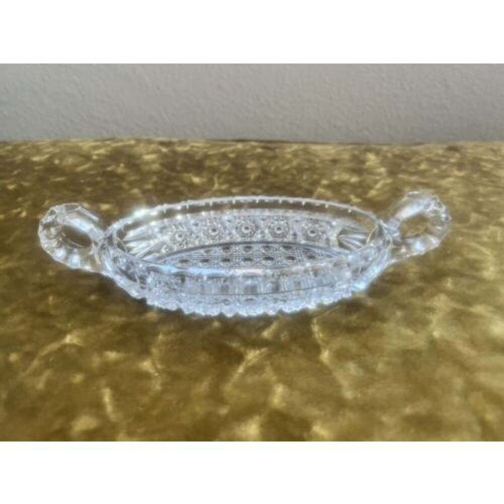 Imperial Glass NuCut Line #495 Crystal Two Handled Nut Dish (7568) Read